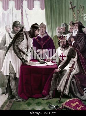 King John signing the Magna Carta in Runnymede in 1215. Comic history ...