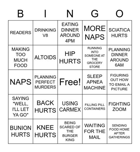 Senior Citizen Bingo Card