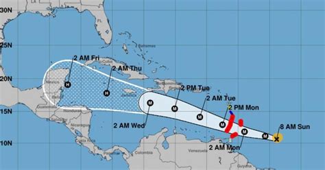 Storm Beryl maps display trail and landfall forecast