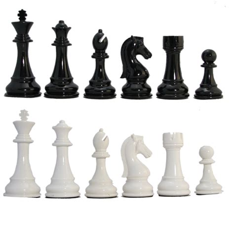 4 1/4" Ultraweight Black and White Resin Staunton Chess Pieces