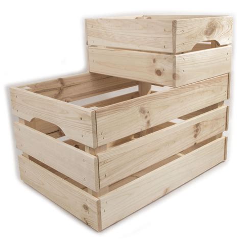 Wooden Crates Storage Boxes /2 Sizes/ Plain Unpainted Pinewood To ...