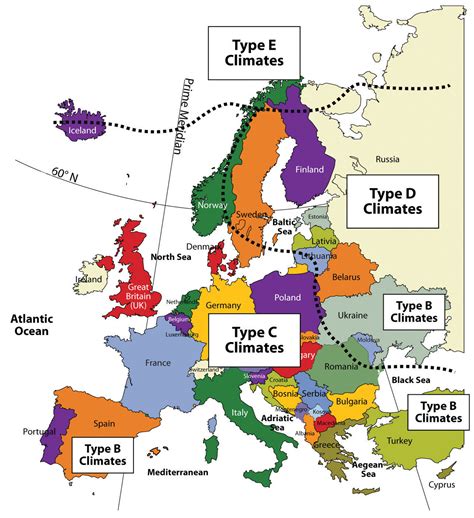 Europe Physical Map Islands