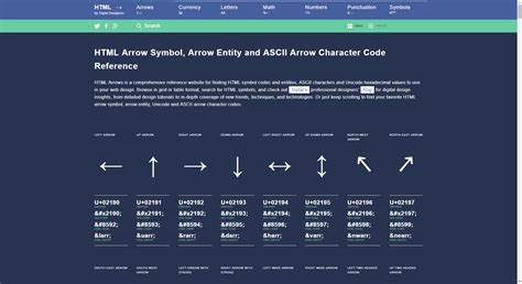 HTML Arrow Symbols, Entities and Codes — Toptal Designers