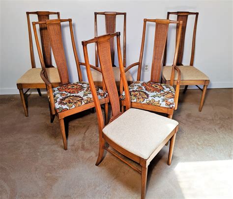 Mid Century Modern High Back Walnut Dining Chairs, Set of Six - EPOCH