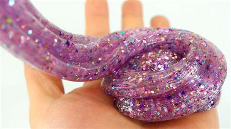 How To Make Purple Shiny Glitter Slime DIY ! Glitter Mixing Slime