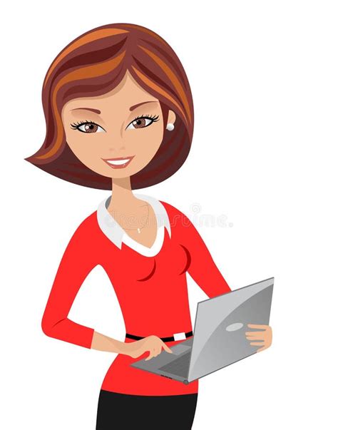 Smiling Office Woman Laptop Stock Vector - Illustration of boss, smart ...