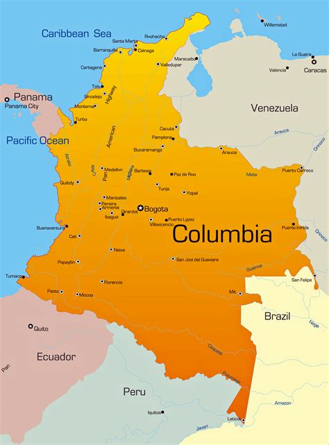 Cities map of Colombia - OrangeSmile.com