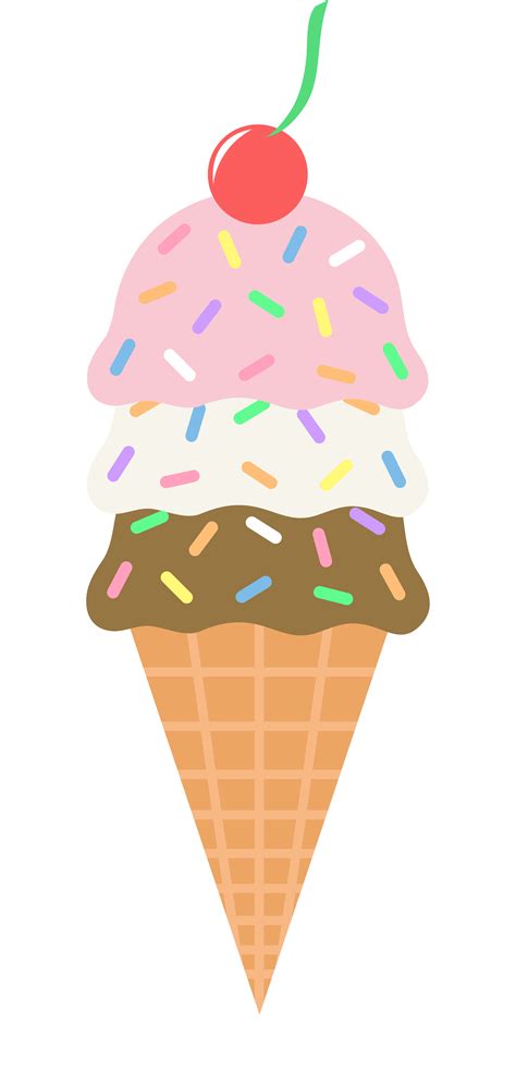 Neapolitan Ice Cream Cone With Sprinkles - Free Clip Art | Neapolitan ...