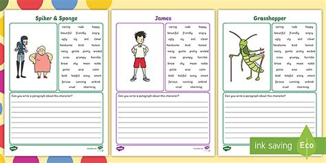 Character Description Writing Frame to Support Teaching on James and ...