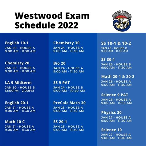 Exam Schedule | Westwood Community High School