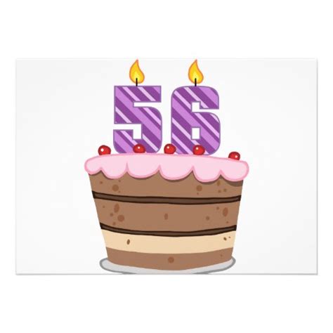 Age 56 on Birthday Cake 5x7 Paper Invitation Card | Zazzle