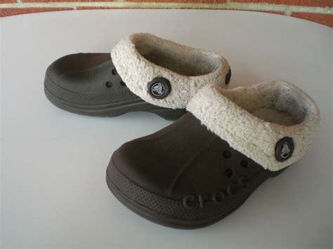 Faux Fur Lined Brown Crocs Slides Size 1 Unisex Shoes Croc | Unisex ...