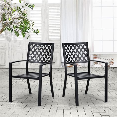 MF Studio Wrought Iron Outdoor Patio Bistro Chairs with Armrest for ...