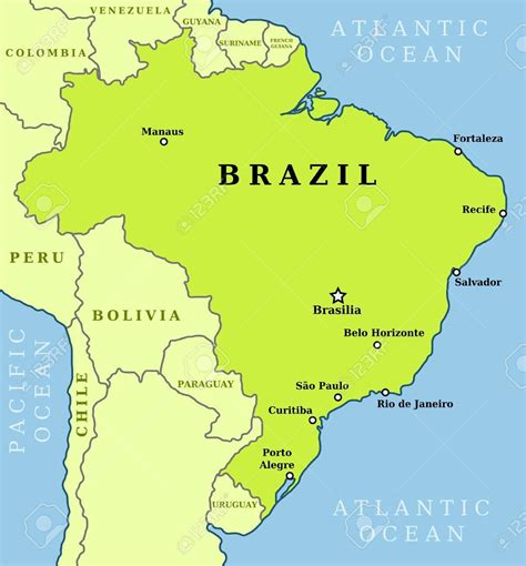 Map of Brazil cities - Brazil map of cities (South America - Americas)