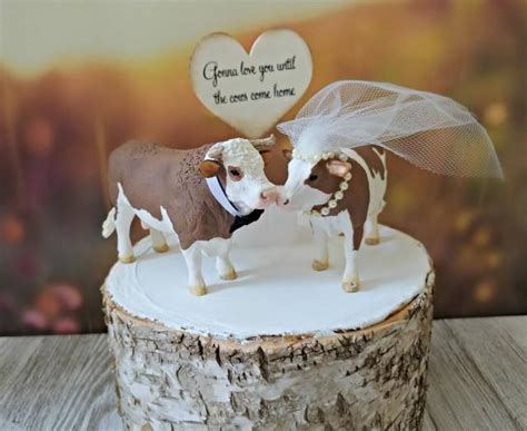 Cow-cowboy-cowgirl-farmer-wedding-cake Topper-rustic-rancher-cattle ...