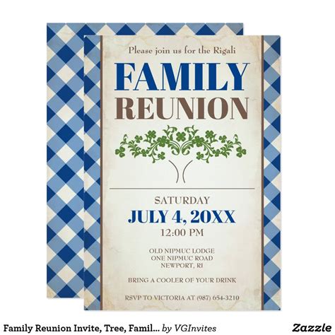 Family Reunion Invite, Tree, Family Picnic Invitation | Zazzle.com ...