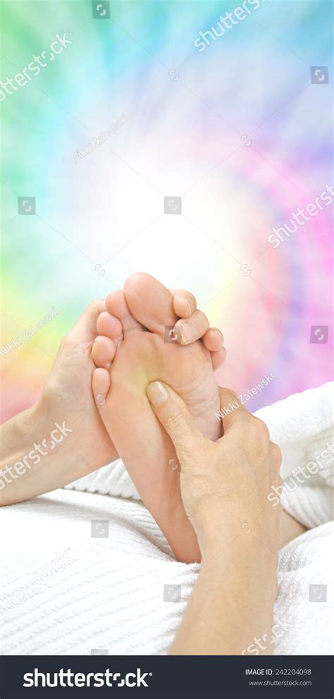 Reflexology Working Solar Plexus Reflexologist Holding Stock Photo ...