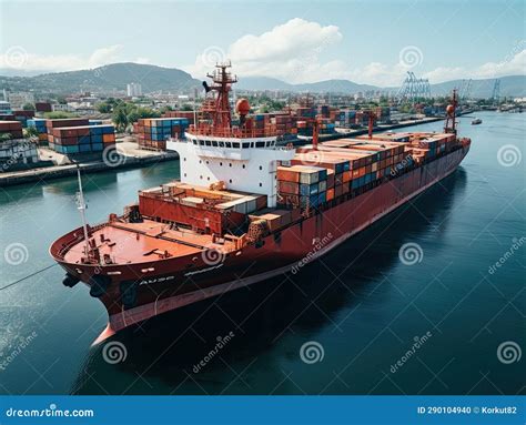 Aerial view of Cargo ship stock illustration. Illustration of crane ...