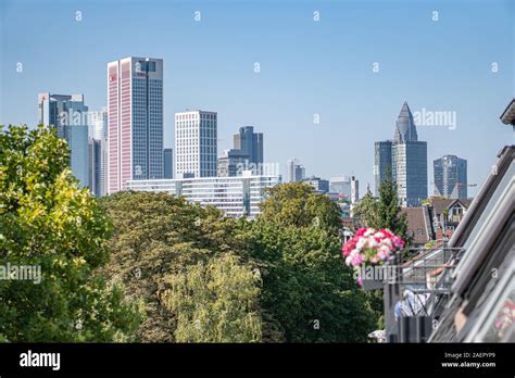 Frankfurt Skyline by Day - view from balcony Stock Photo - Alamy