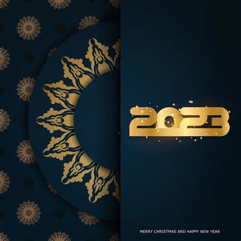 Blue and gold color. 2023 Happy New Year festive postcard. 14374071 ...