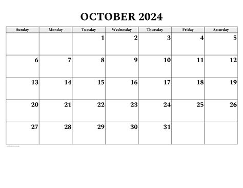 Calendar October 2024 Printable Free Editable - Joice Wrennie