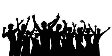 happy crowd people silhouette design. fun music party background ...