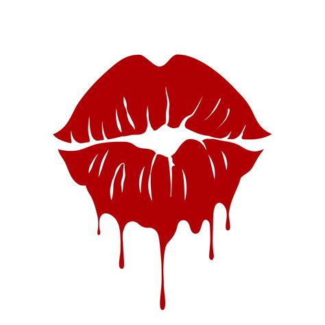 Print of red lips. Valentine's day, kiss icon with dripping effect ...