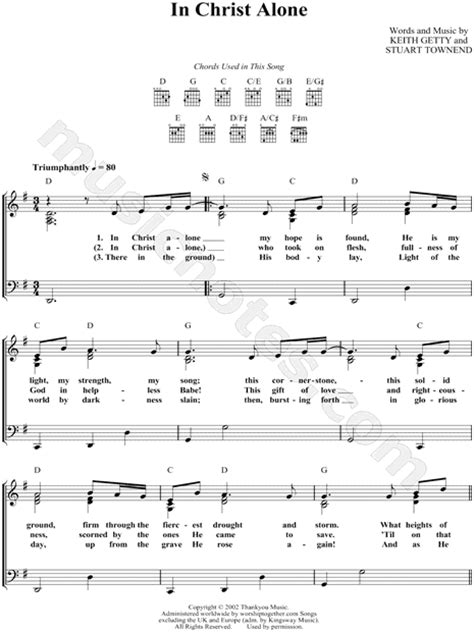 Keith Getty "In Christ Alone" Sheet Music in G Major (transposable ...