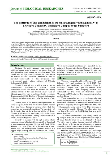 (PDF) The distribution and composition of Odonata (Dragonfly and ...