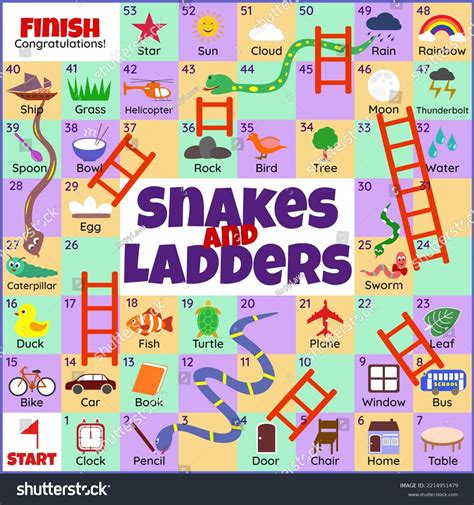 Snakes Ladders Board Game Educational Games Stock Illustration ...