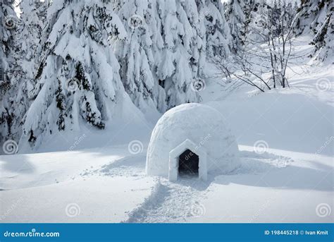 Igloo The House Of Isolated Tourist Is Standing On Mountain. Royalty ...