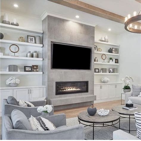 33 Stunning Modern Fireplace Design Ideas With TV Above | Built in ...