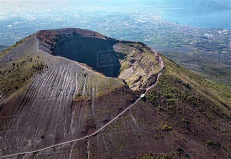 Aerial view of Mount Vesuvius volcano, Naples, Campania, Italy, Europe ...