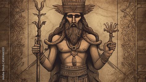 Enki The Sumerian Anunnaki God Stock Illustration | Adobe Stock