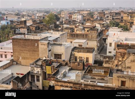 View over the rooftops & havelis of Churu, Rajasthan Stock Photo - Alamy