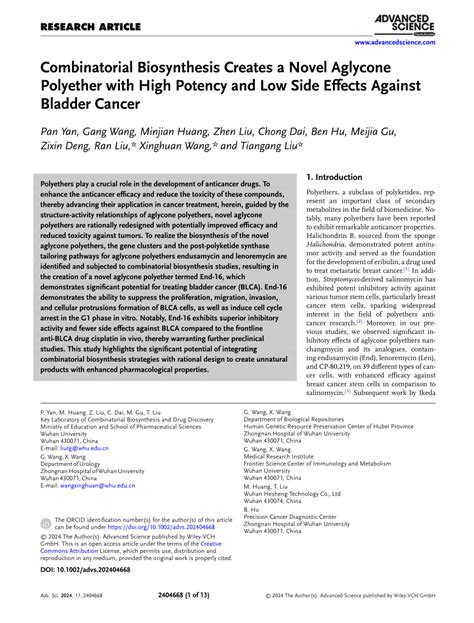 (PDF) Combinatorial Biosynthesis Creates a Novel Aglycone Polyether ...