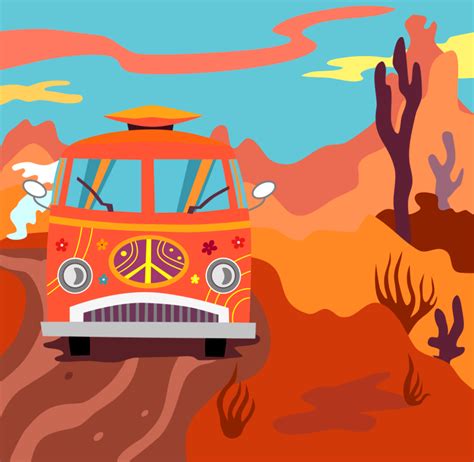 Hippie bus - Free Stock Illustrations | Creazilla