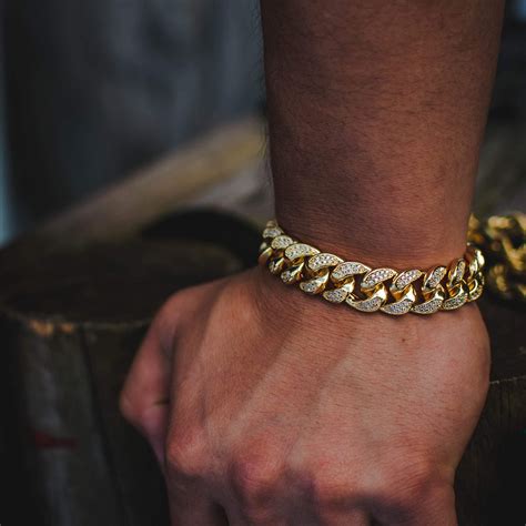 Diamond Cuban Link Bracelet (12mm) in Yellow/White Gold | Bracelets for ...