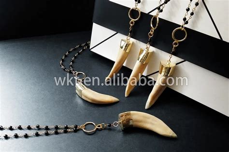 New!! Natural Camel Tooth Necklace,Black Onyx Rosary Necklace In Gold ...