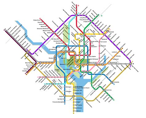 [Diagram] Overhauled the DC Metro (map done by u/ggrnw27) : TransitDiagrams