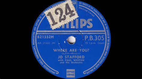 Jo Stafford - Where Are You - YouTube