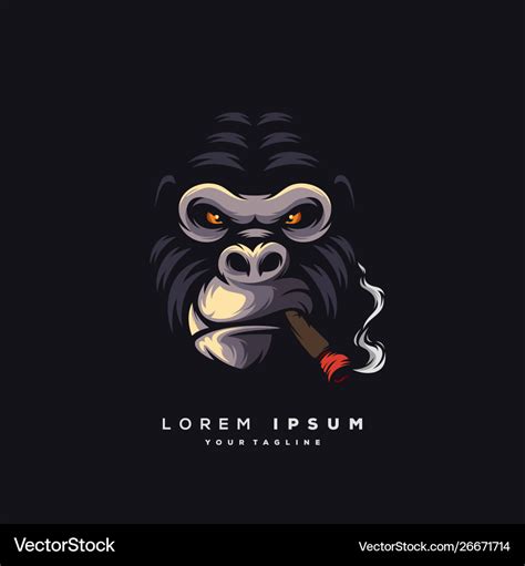 Awesome smoking ape logo design Royalty Free Vector Image