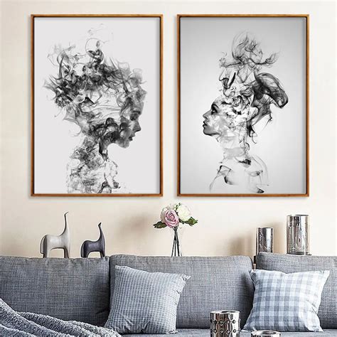 Abstract Black White Woman Canvas Print Art Painting Home Wall Decor ...