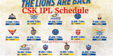 CSK IPL Schedule 2024,Chennai Super Kings Full Matches List, Venues ...