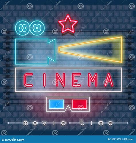 Cinema Banner Design Template Stock Vector - Illustration of glowing ...