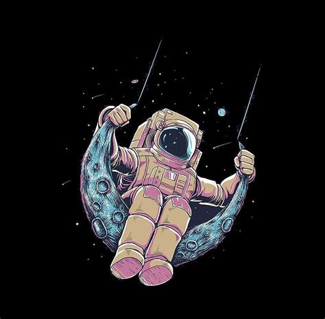 Astronaut Swinging On The Moon Painting by Zaid Maroof - Pixels