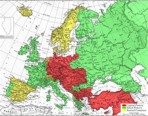 Labeled map of europe in 1914