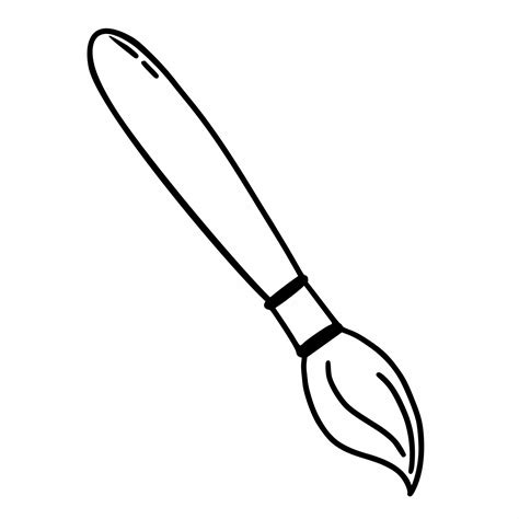 Paint brush. Doodle illustration. Artist tool. Contour drawing by hand ...