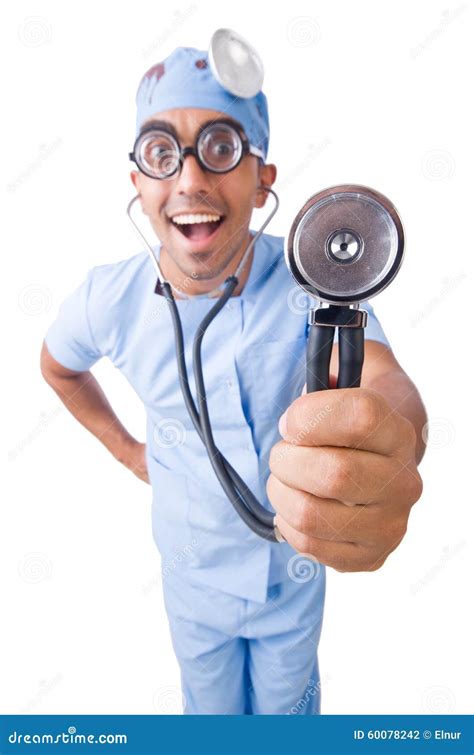 Funny Doctor Isolated on White Stock Photo - Image of science ...