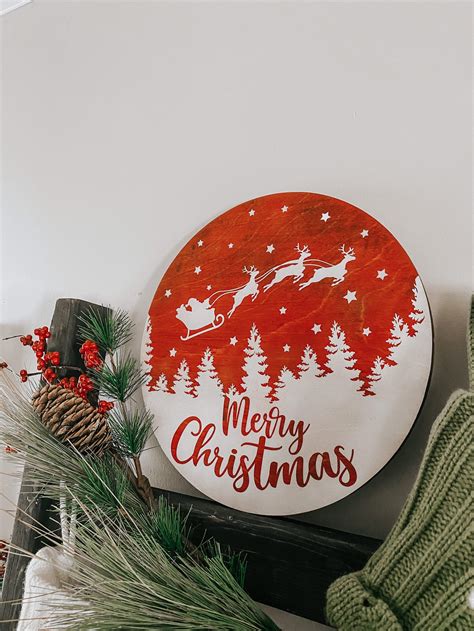 Merry Christmas Sign Round Merry Christmas Sign Christmas - Etsy